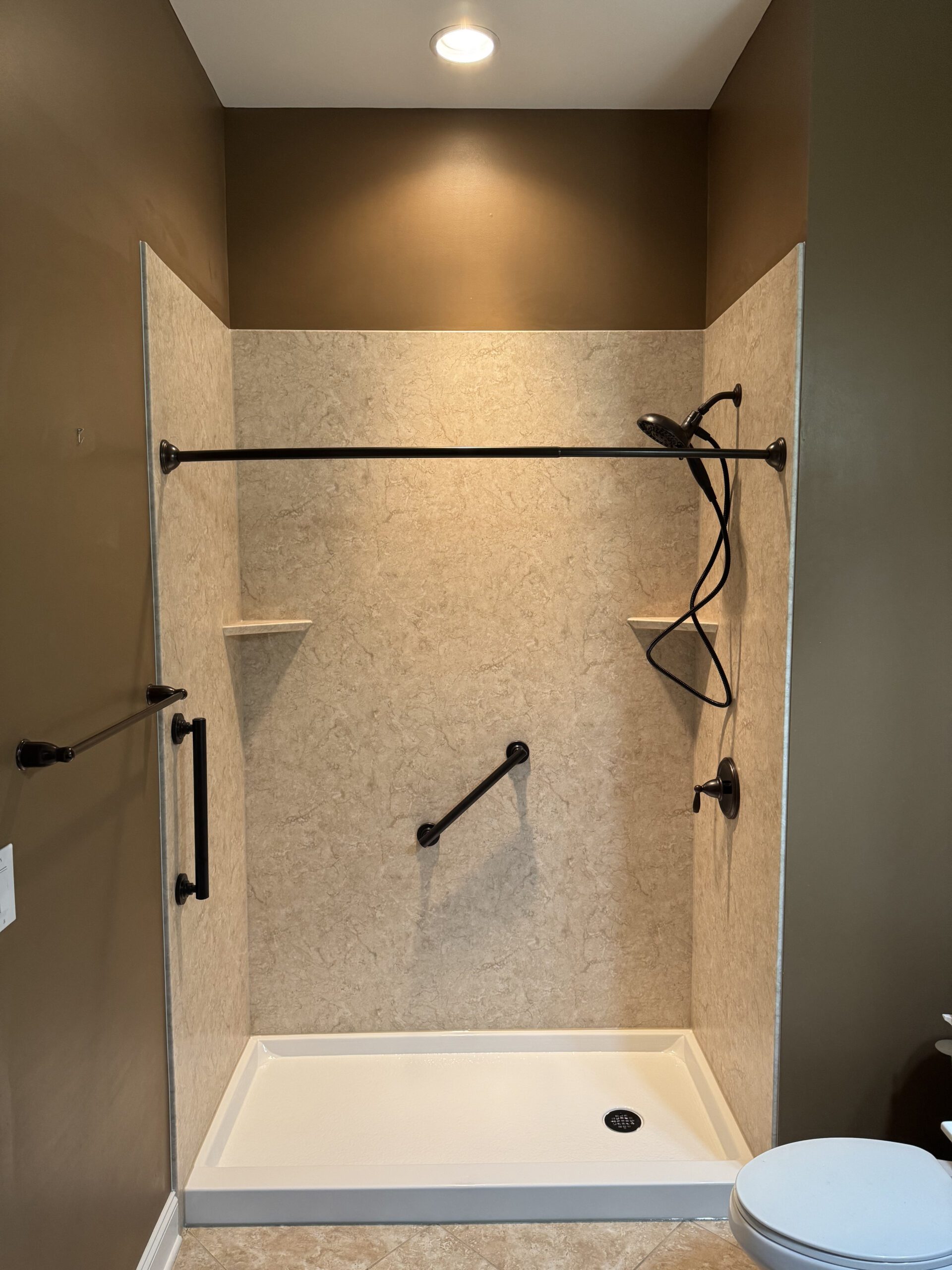 Alcove shower footprint planning, Concord NC — (704) 743-3582