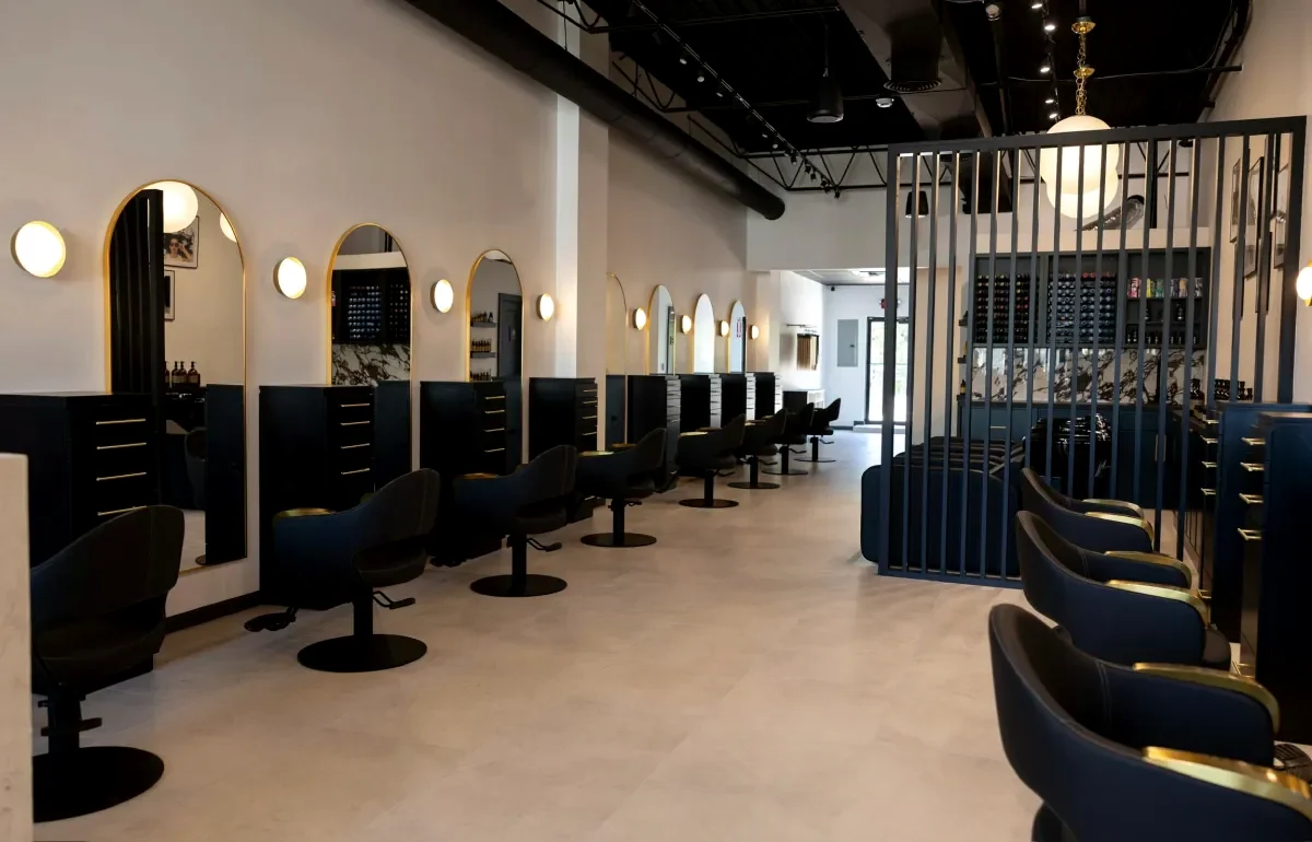 Finished commercial interior featuring a coordinated LED lighting system
