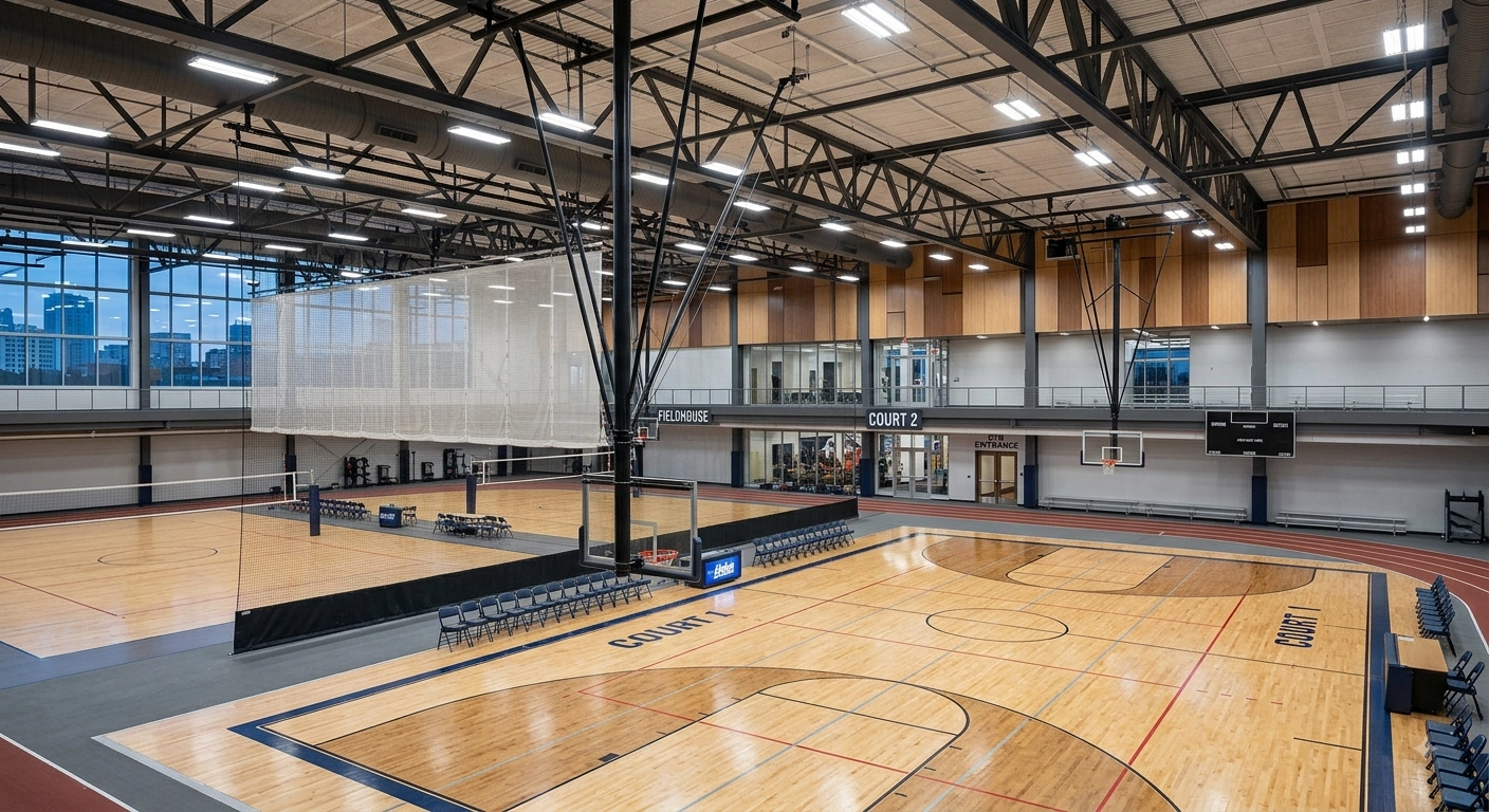 Sports facility with commercial LED court lighting by Creative Lighting Solutions