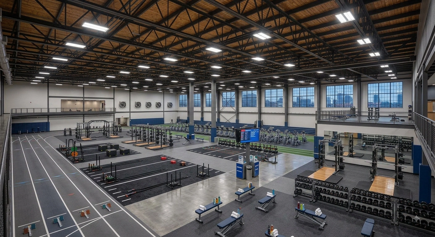 Indoor gymnasium with uniform commercial LED sports lighting