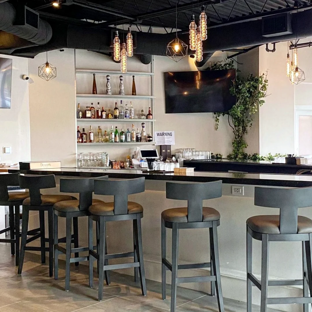 The Ivy Restaurant bar with decorative pendant LED lighting over the counter