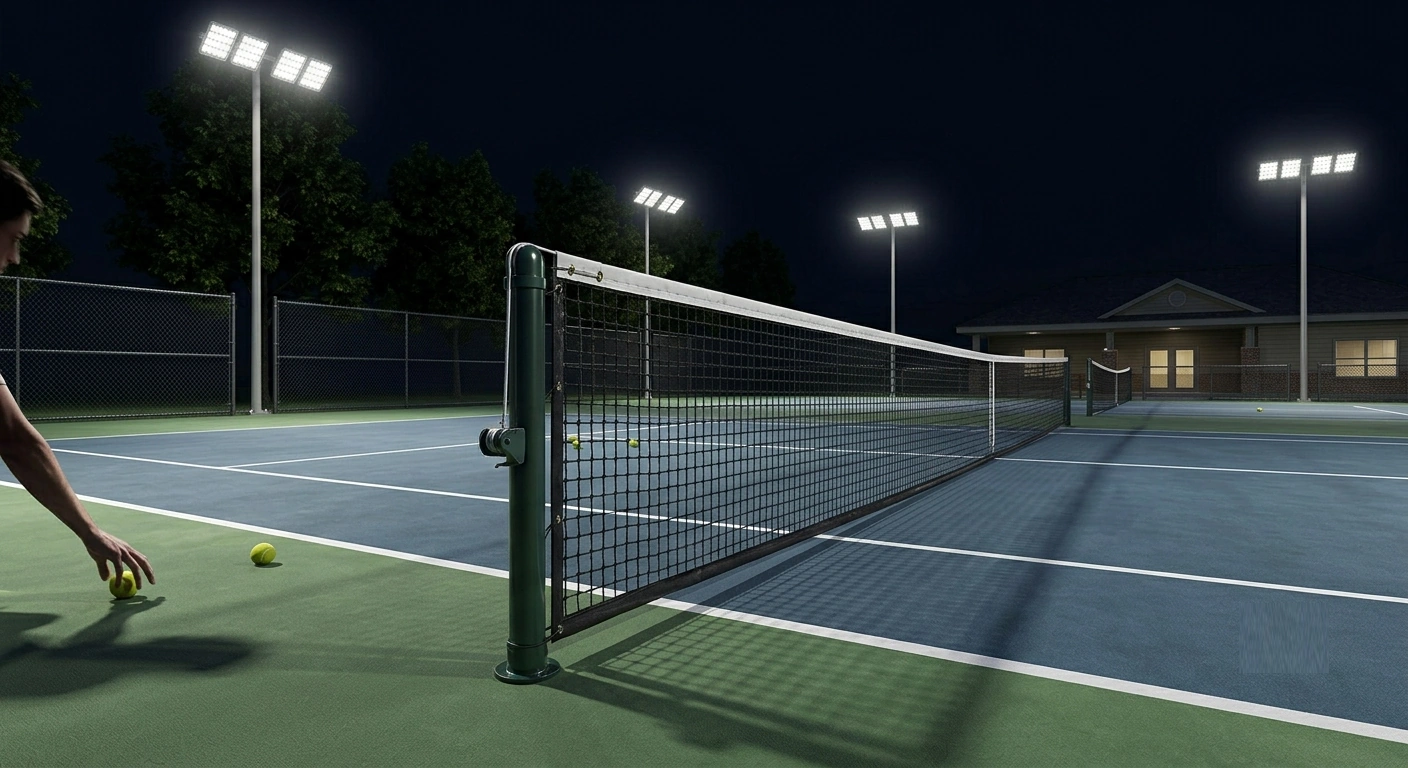 LED tennis court lighting at a Long Island club facility