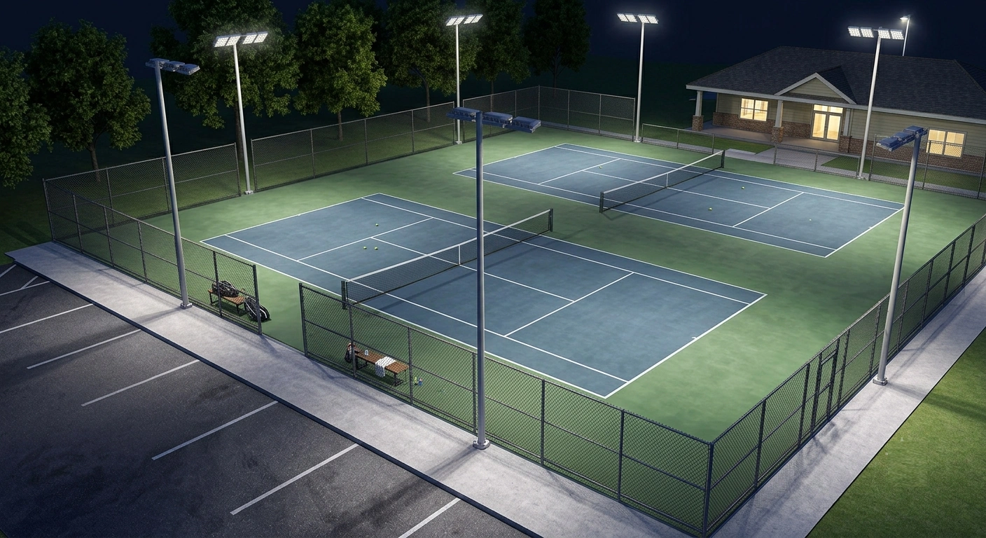 Photometric design for an LED tennis court lighting project